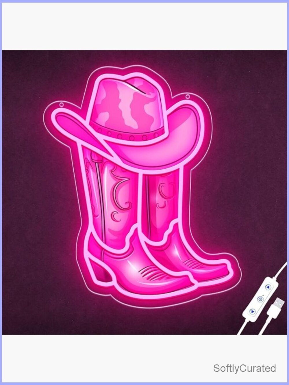 Cowboy Boot Neon Sign Wall Decor Dimmable LED Light for Bedroom Party